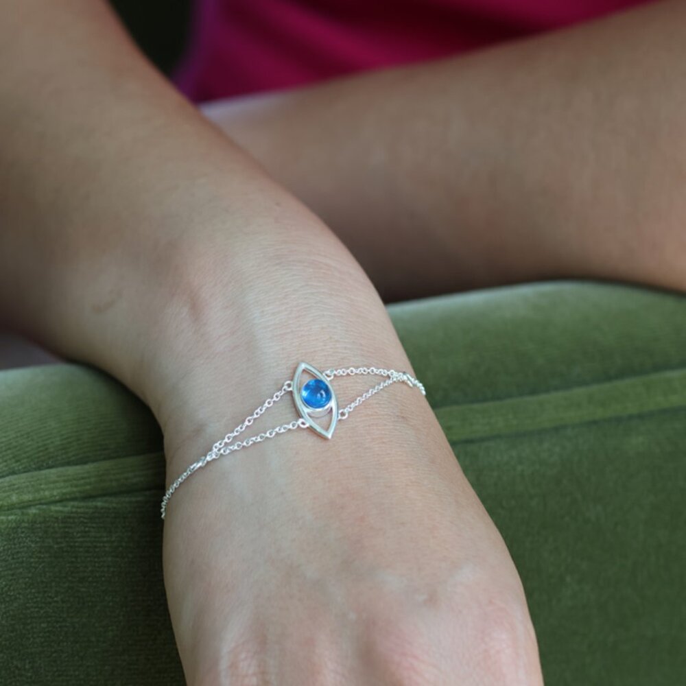 Dainty Natural Blue Topaz 925 Sterling Silver Bracelets – Gift for Her